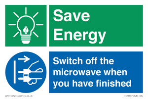 Save energy. Switch off the microwave when you have finished